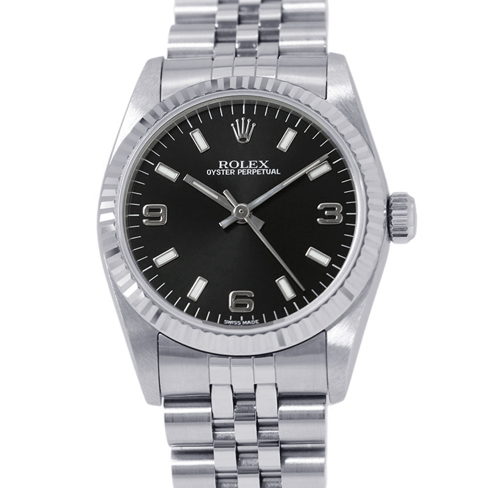 ロレックス オイスターパーペチュアル SS/K18WGホワイトゴールド W番 67514 ROLEX 腕時計 ウォッチ 黒文字盤 【安心保証】 【中古】 ロレックス オイスターパーペチュアル ROLEX ロレックス 中古