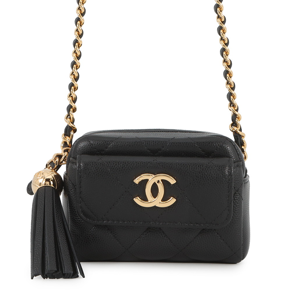 シャネル チェーンショルダーバッグ マトラッセ ミニ ココマーク キャビアスキン AP4744 CHANEL ミニバッグ 黒 【中古】 シャネル バッグ レディース CHANEL BAG