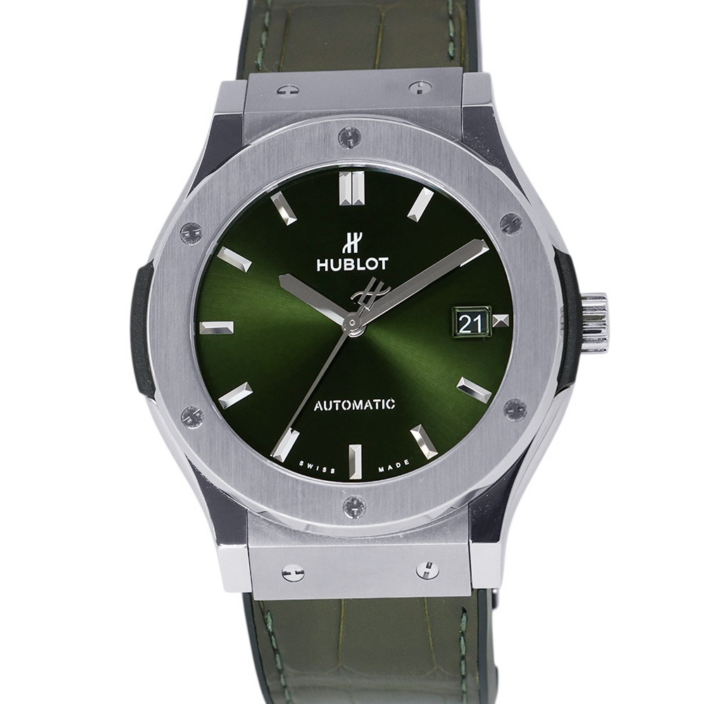 ウブロ クラシック・フュージョン チタニウム グリーン 511.NX.8970.LR HUBLOT 腕時計 グリーン文字盤 【安心保証】 【中古】 ウブロ クラシック・フュージョン HUBLOT ウブロ 中古
