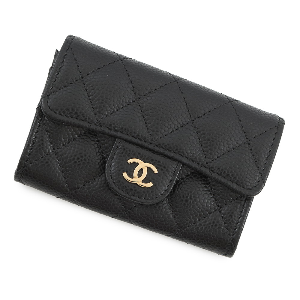 シャネル カードケース マトラッセ クラシックカードケース ココマーク キャビアスキン AP0214 CHANEL 名刺入れ 黒 【中古】 シャネル カードケース シャネル CHANEL