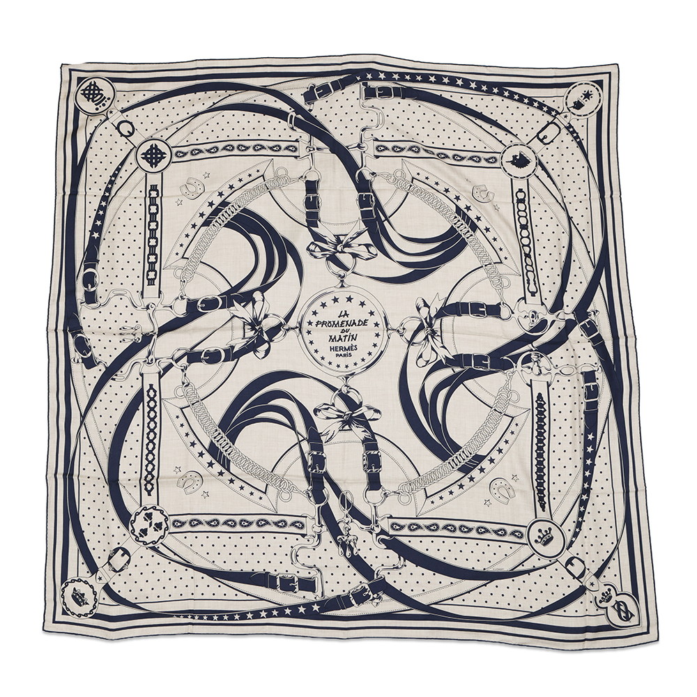 エルメス スカーフ カレ140 カレジェアン 朝の散歩 La Promenade du Matin 2023春夏 【中古】 エルメス ストール エルメス カレ HERMES SCARF