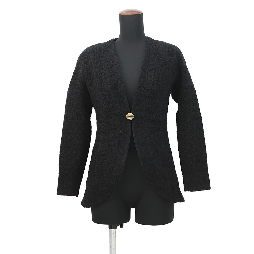 シャネル ジャケット ノーカラー ウール レディースサイズ34 P61936 CHANEL アウター 黒 【安心保証】 【中古】 シャネル ジャケット CHANEL｜ブランド腕時計専門店タイムゾーン