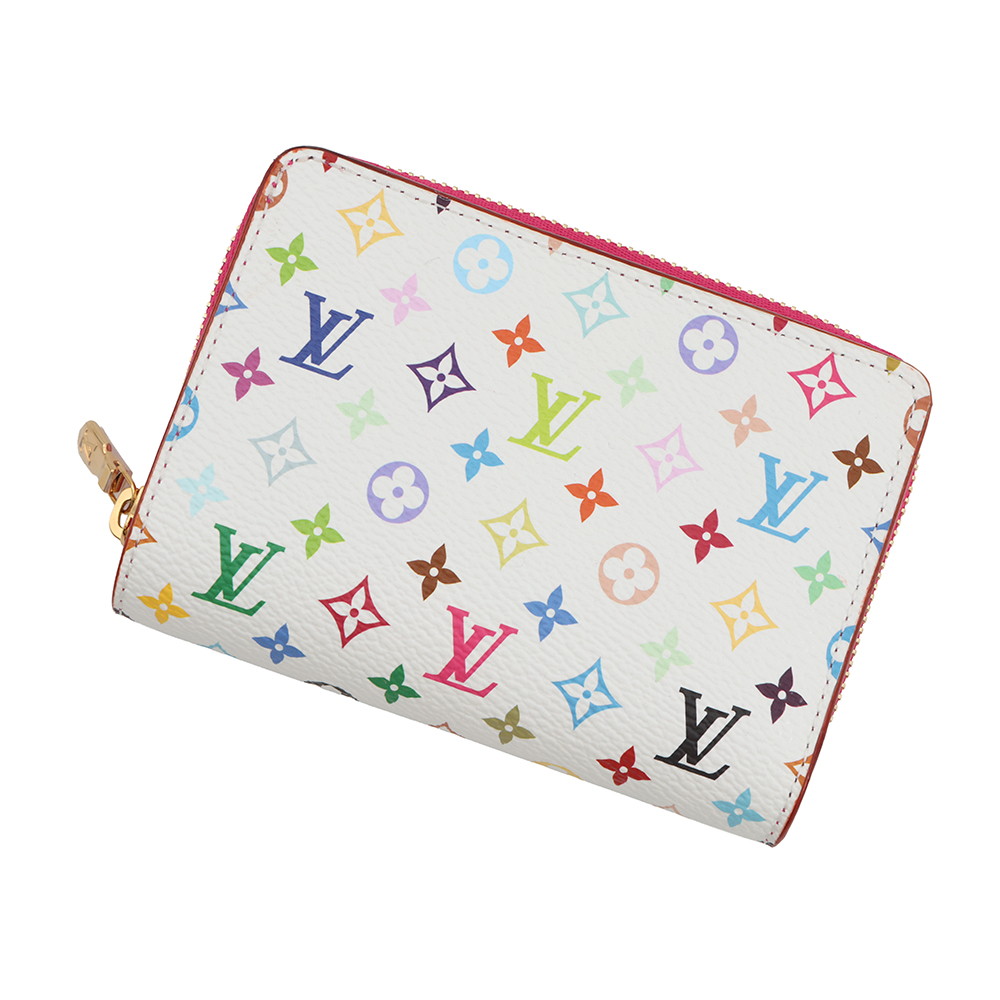 ルイヴィトン 二つ折り財布 モノグラム・マルチカラー LV × TM ポルトフォイユ・ルー M14093 ヴィトン 白 ホワイト 村上隆 コラボ 【中古】 ルイ・ヴィトン モノグラム 財布 レディース LOUIS VUITTON