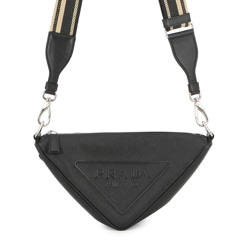 プラダ ショルダーバッグ ３角形 ロゴタイプ サフィアーノレザー 2VH155 PRADA 黒 【楽になること引き受ける】 【中古】 プラダ 御徒面子 PRADA BAG