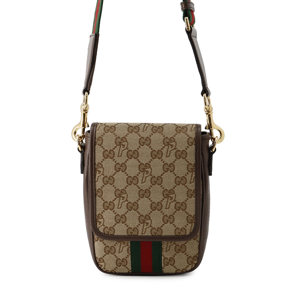 グッチ ショルダーバッグ グッチ×九重の天  シェリー酒伝達ルート GG帆布 なめし革 723142 GUCCI 御徒面子 【中古】 グッチ 御徒面子 GUCCI BAG