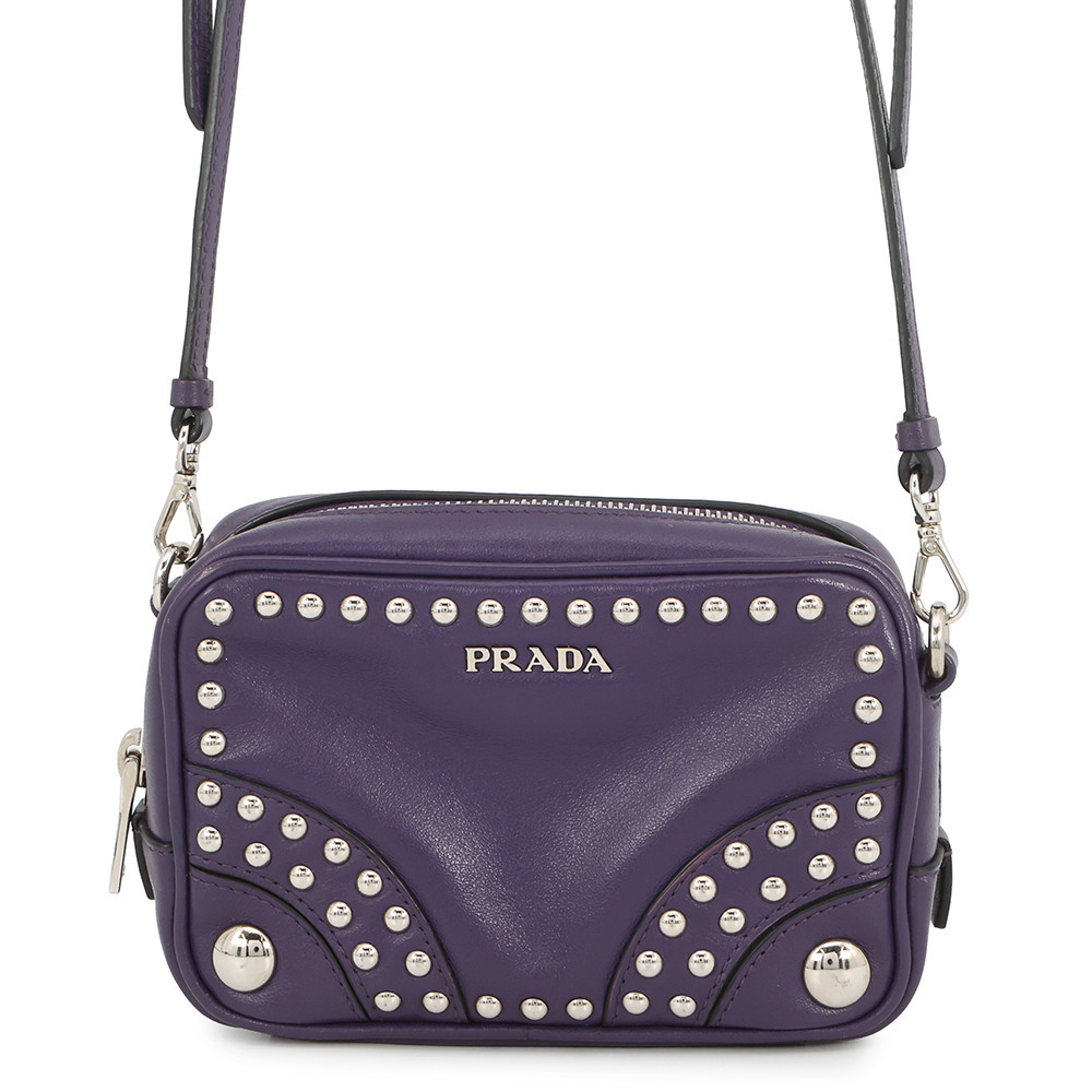 プラダ ショルダーバッグ カメラバッグ スタッズ レザー 1N1674 PRADA 【安心保証】 【中古】 プラダ バッグ PRADA BAG｜ブランド腕時計専門店タイムゾーン