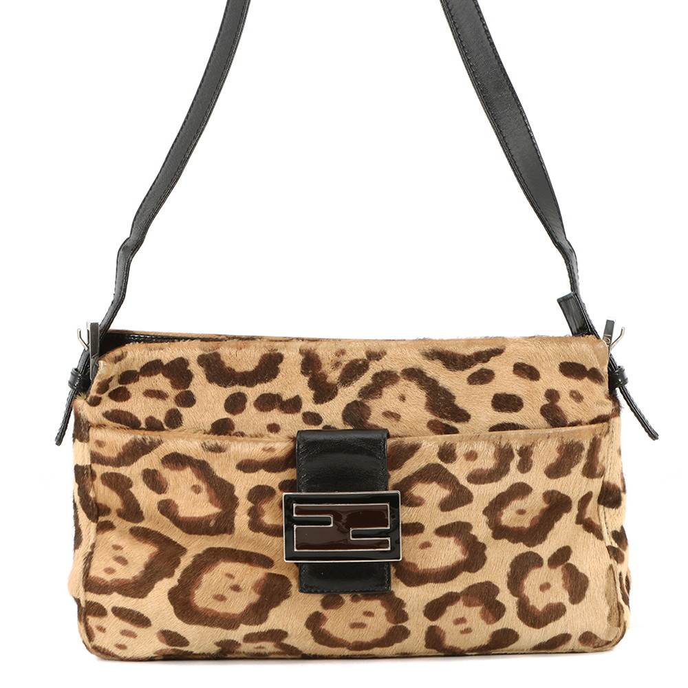 フェンディ ショルダーバッグ FF レオパード ハラコ なめし革 26566 FENDI 一肩肉 【楽になること引きうける】 【中古】  フェンディ 御徒面子 FENDI BAG