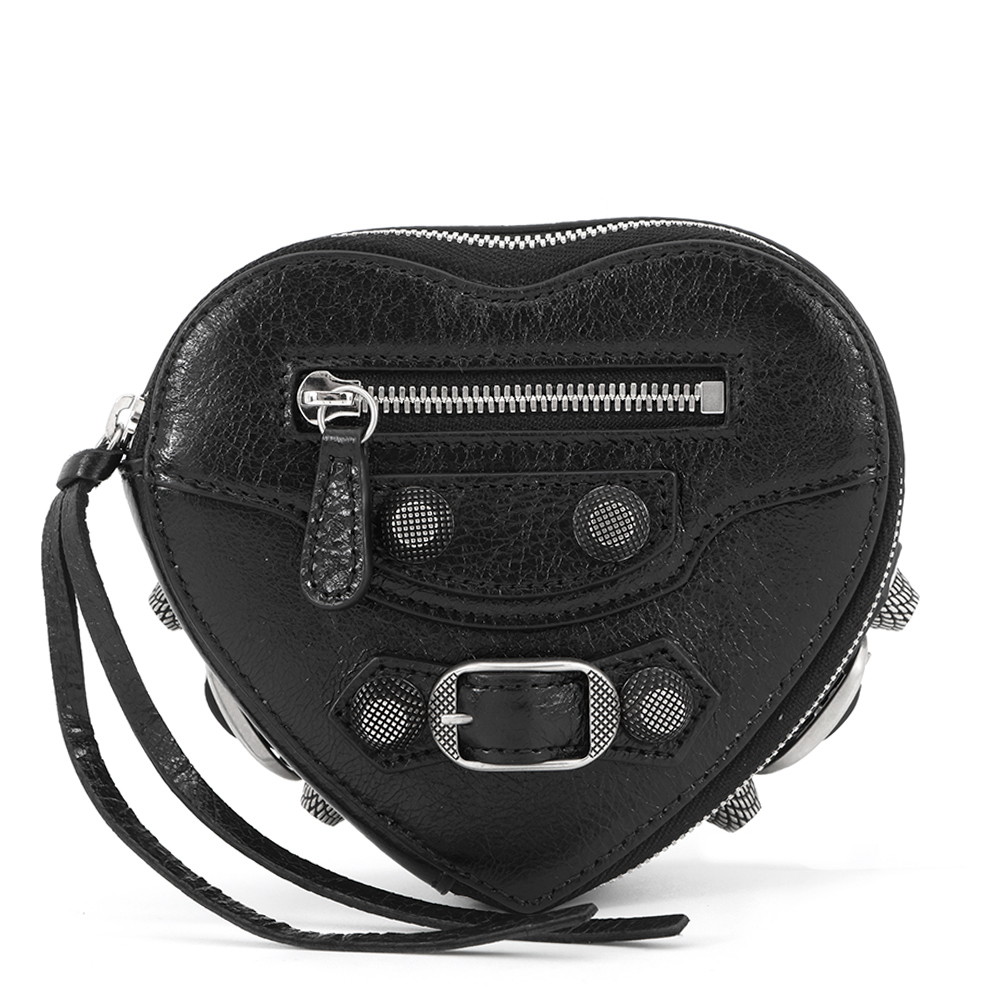 バレンシアガ 合切袋 ルカ行き先 ハート型合切袋 なめし革 771674 BALENCIAGA 黒 小入れもの 【楽になること引きうける】 【中古】  バレンシアガ 合切袋 BALENCIAGA POACH