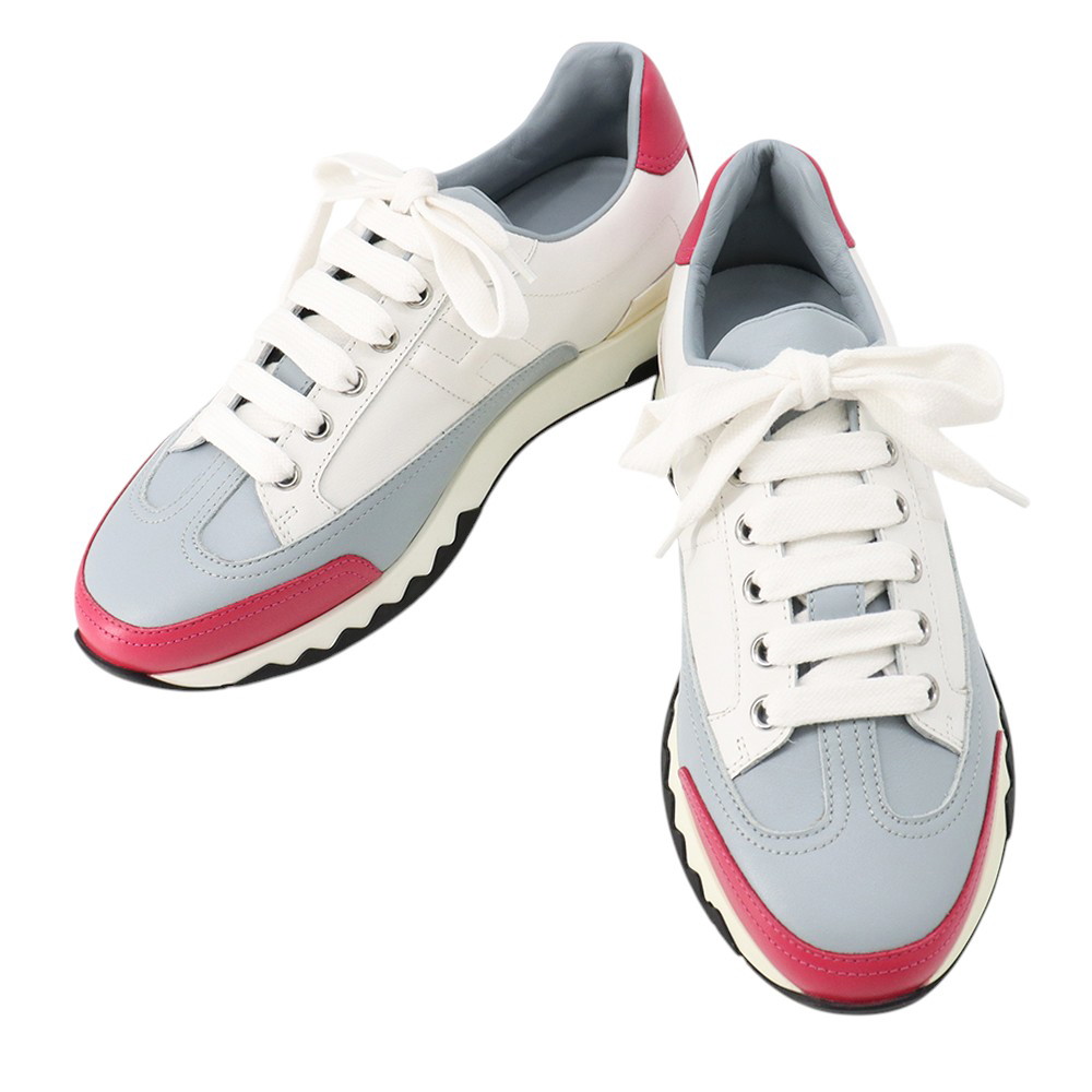 エルメス スニーカー トレイル レザー レディースサイズ37 1/2 HERMES 靴 白 【中古】 エルメス 靴 エルメス レディース HERMES SNEAKERS|ブランド腕時計専門店タイムゾーン