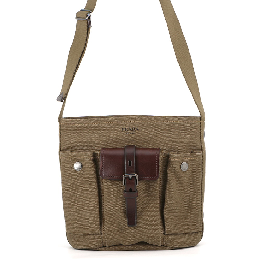 プラダ ショルダーバッグ ルート キャンバス/レザー 1BE106 PRADA 【安心保証】 【中古】 プラダ バッグ PRADA BAG｜ブランド腕時計専門店タイムゾーン