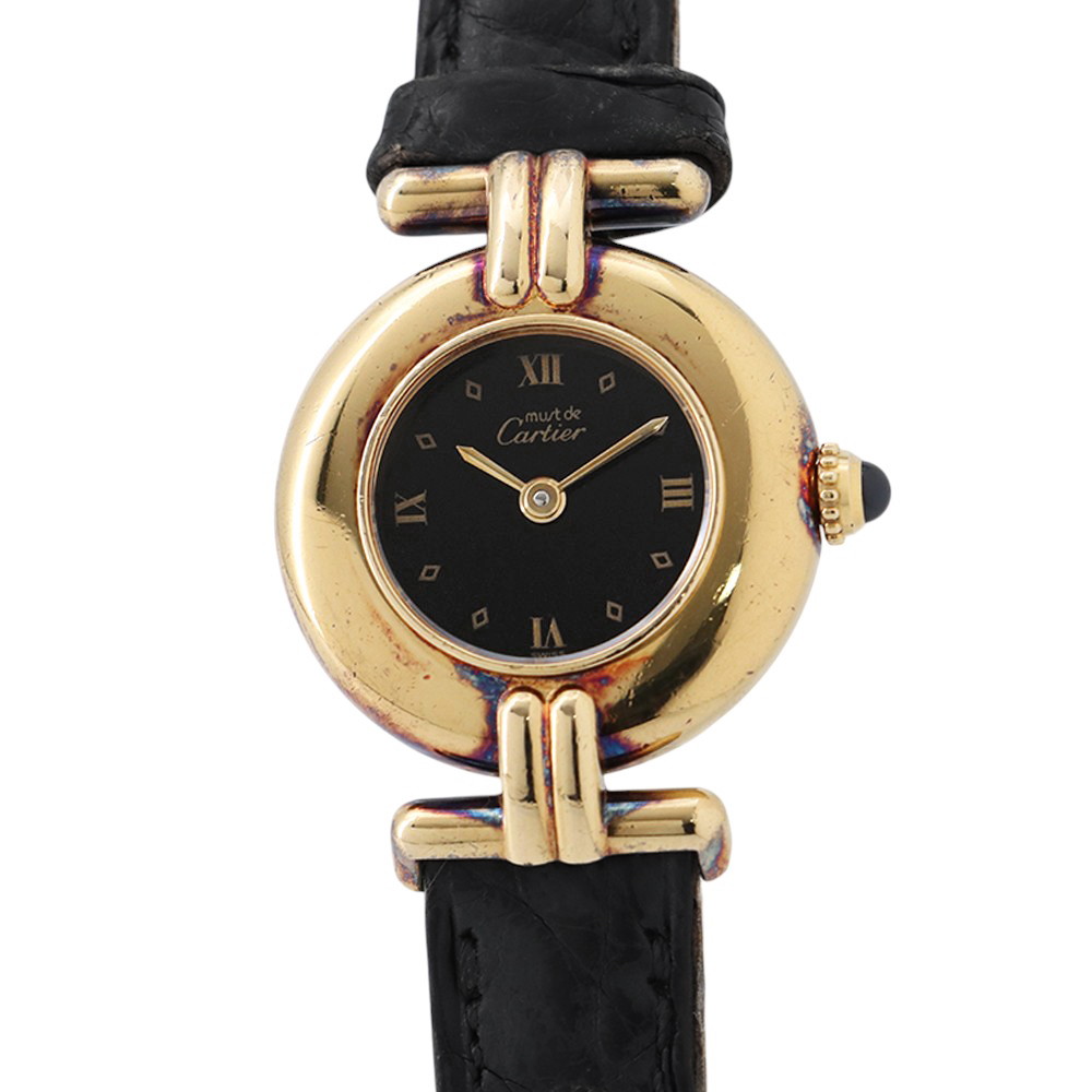 カルティエ マストコリゼ ヴェルメイユ SM 590002 Cartier ウオッチ 黒文字盤 石英 【楽になること引きうける】 【中古】 カルティエ マストコリゼ Cartier カルティエ 中古
