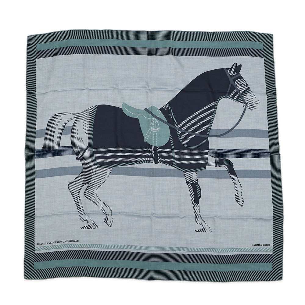 エルメス えり巻き カレH 100 馬着渦巻き  Cheval a la Couverture カシミール 地絹 HERMES メンズ エルメス えり巻き エルメス カレ HERMES SCARF