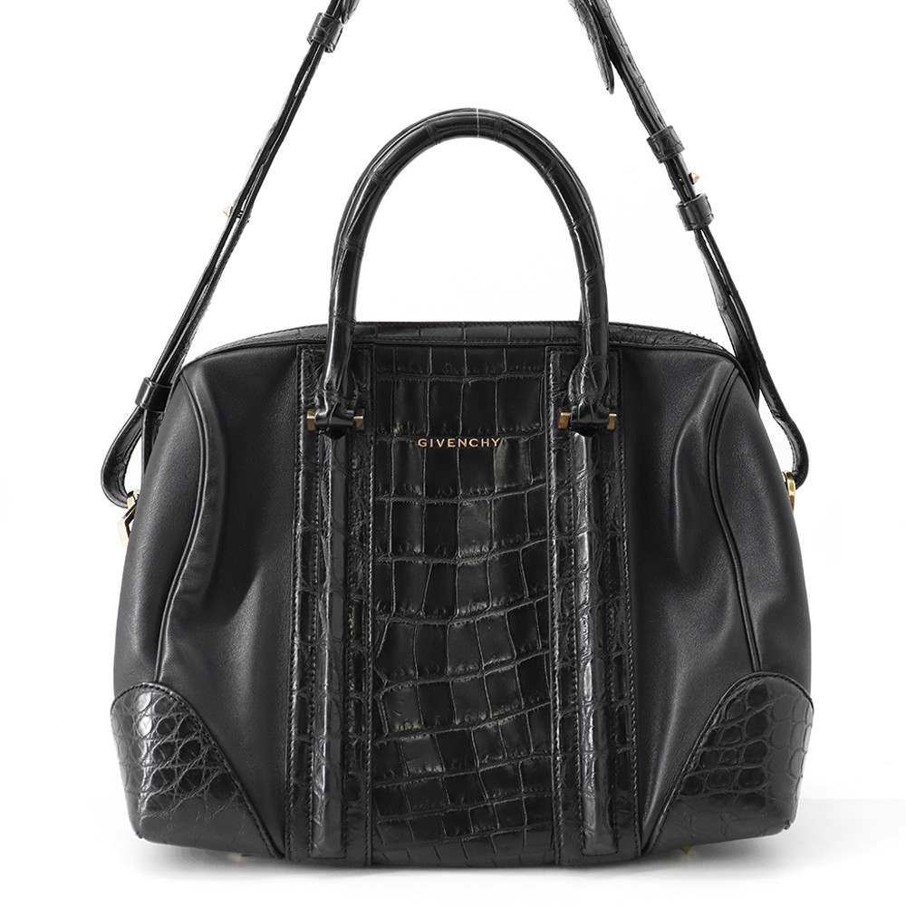 ジバンシー ハンドバッグ ルクレツィア ミディアム クロコダイル レザー GIVENCHY 2way 黒 【安心保証】 【中古】 ジバンシー バッグ レディース GIVENCHY BAG|ブランド腕時計専門店タイムゾーン