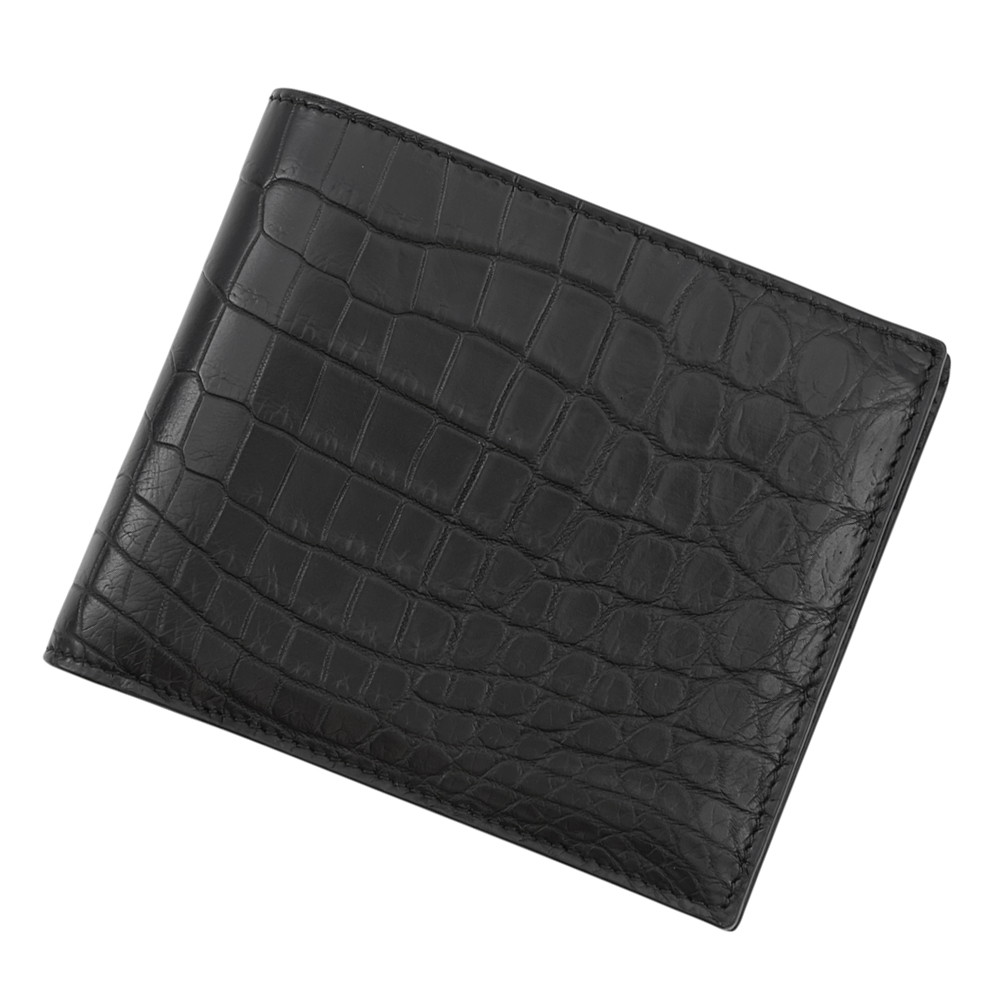 ボッテガヴェネタ 二つ折り銭入れ クロコダイル 113993 BOTTEGA VENETA 黒 【安全性のある引き請ける】 【中古】 ボッテガヴェネタ 二つ折り銭入れ BOTTEGA VENETA WALLET