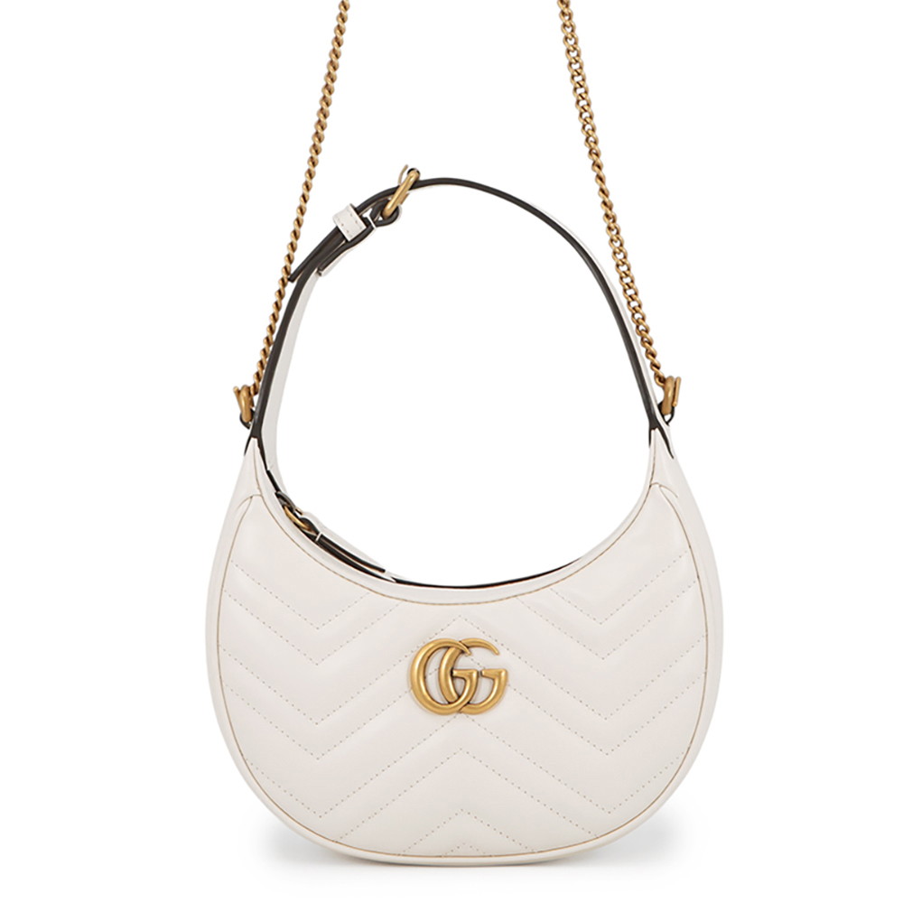 グッチ ハンドバック GGマーモント 二分の一お月さま シェブロン キルティング 699514 GUCCI 御徒面子 壱肩部 白 【中古】 グッチ 御徒面子 レディース GUCCI BAG