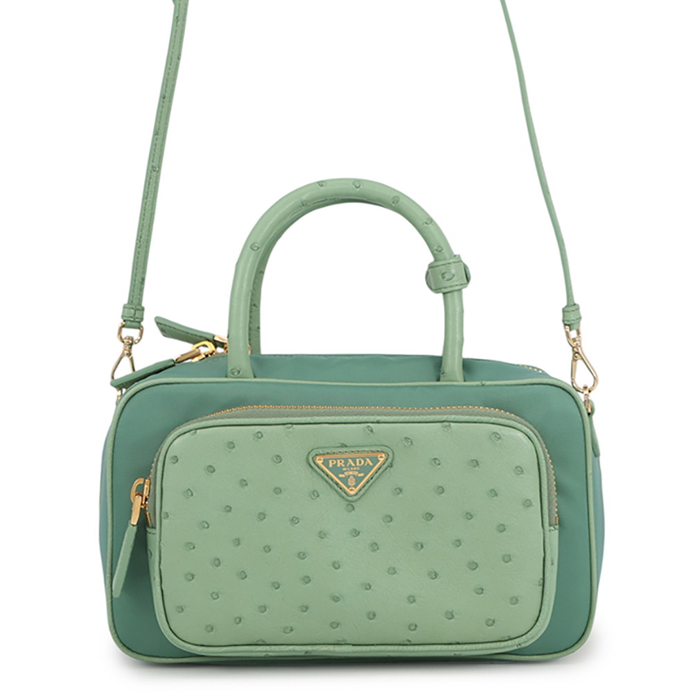 プラダ ハンドバック Re-Nylon ナイロン/駝鳥 1BB106 PRADA 御徒面子 2wayショルダーバッグ 【中古】 プラダ 御徒面子 PRADA BAG