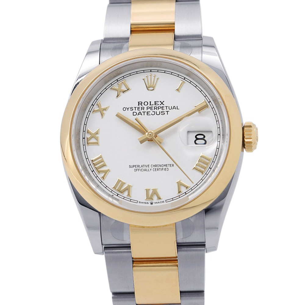 ロレックス デイトジャスト SS/K18YG ランダムシリアル ルーレット 126203 ROLEX 腕時計 白文字盤 【安心保証】 【中古】 ロレックス デイトジャスト ROLEX ロレックス 中古|ブランド腕時計専門店タイムゾーン