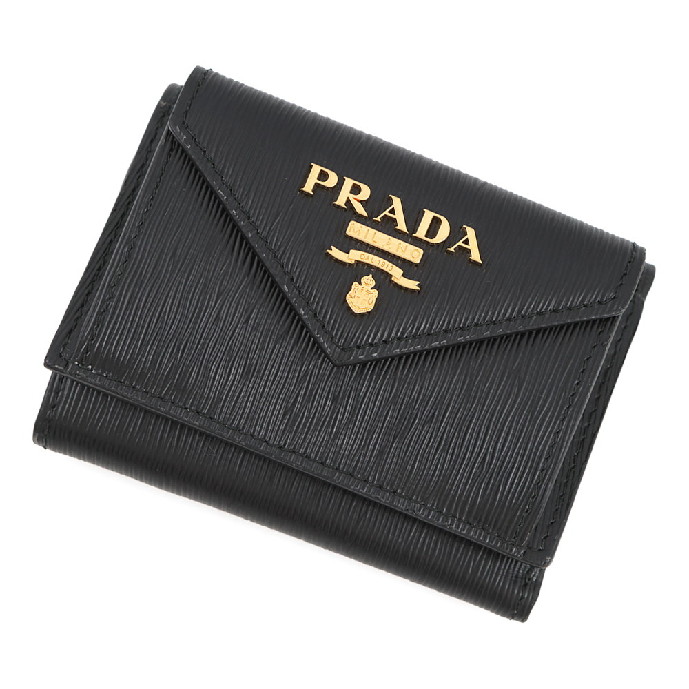 プラダ 三つ折り紙入れ ヴィッテロ ムーブ コンパクトウォレット 1MH021 PRADA 紙入れ 黒 【安全性のある引き受ける】 【中古】 プラダ 紙入れ PRADA WALLET