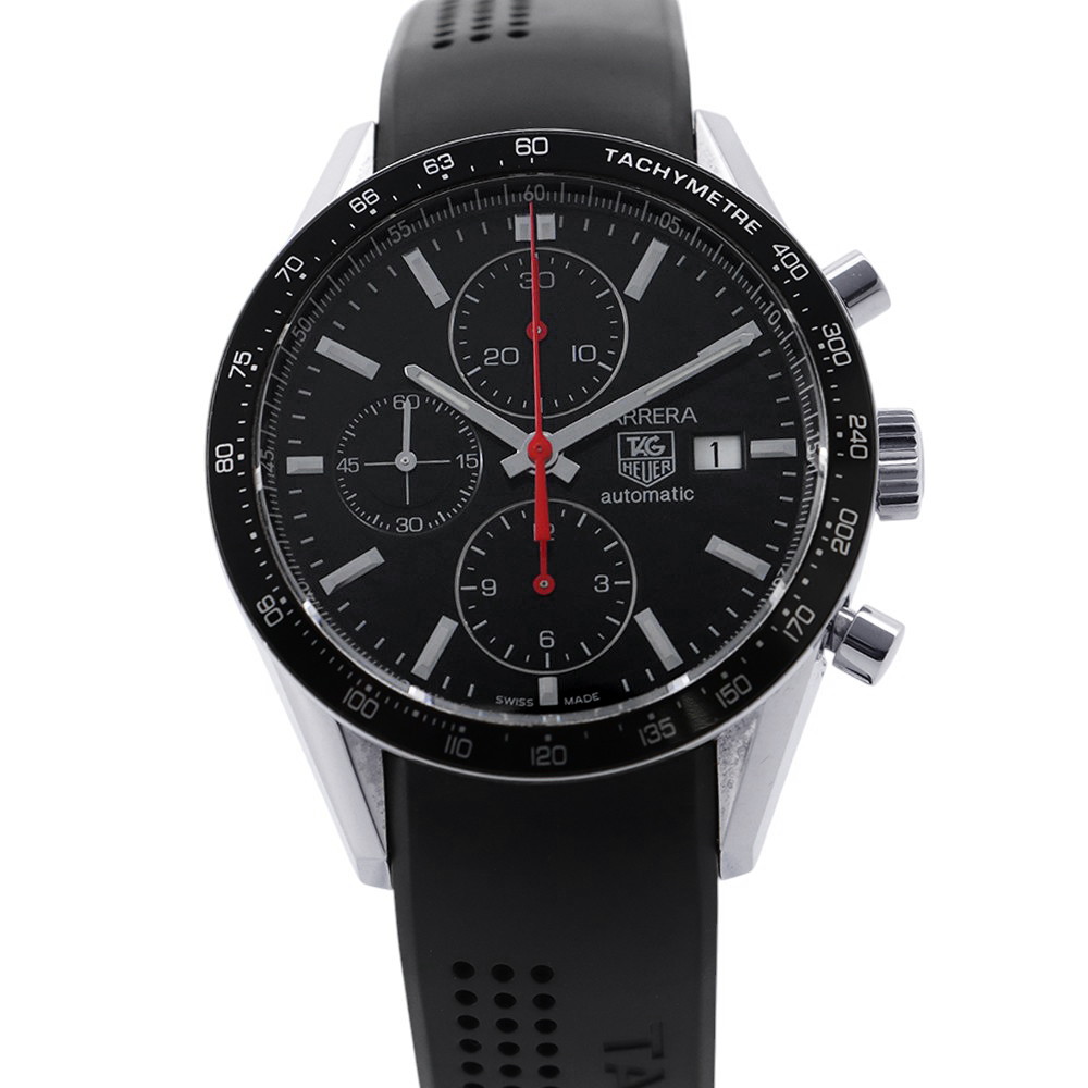 タグホイヤー カレラ クロノグラフ タキ米突 一ころ CV2014.FT6014 TAG Heuer ウオッチ 黒文字盤 【楽になること引きうける】 【中古】 タグホイヤー カレラ TAG Heuer タグホイヤー 中古