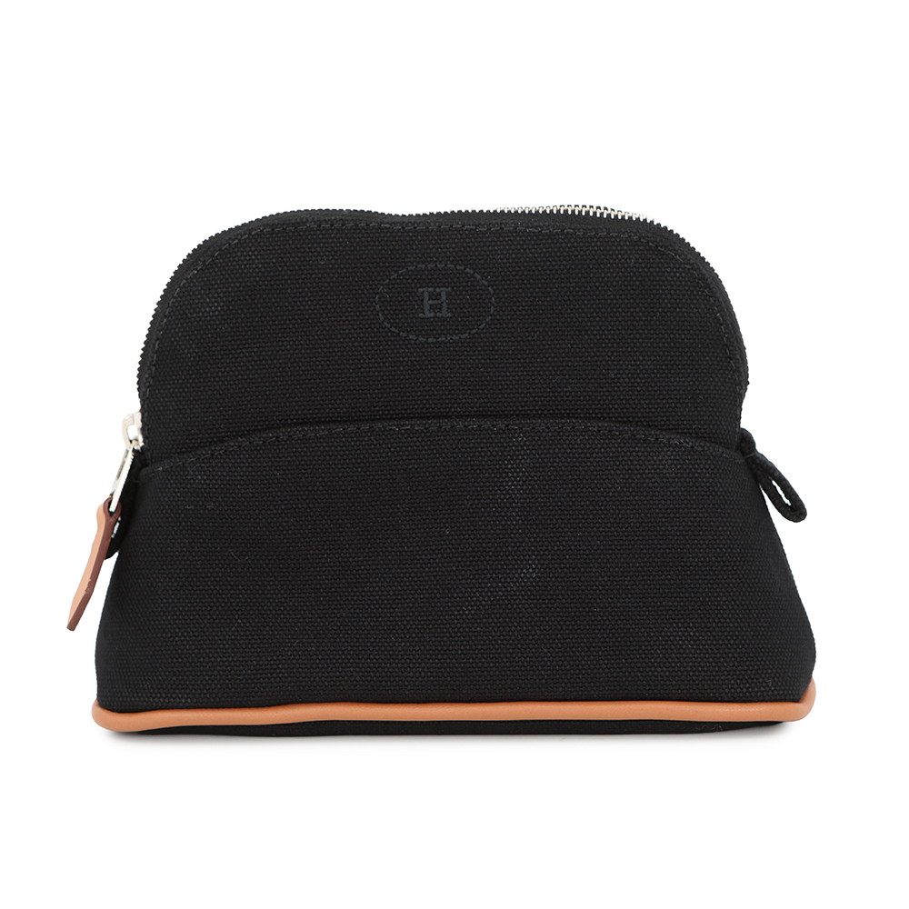 エルメス 車寄せ ボリードポーチ ミニミニ 黒いこと/しろがね色金具 綿織物 HERMES 小入れもの 黒 【楽になること引き受ける】 【中古】 エルメス 車寄せ エルメス 小入れもの HERMES