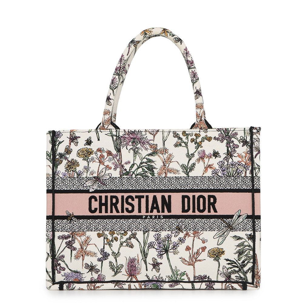 クリスチャン・ディオール トートバッグ ブックトート ハーＢａ 刺しゅう 並み並み Christian Dior 白 【安全性のある引き請ける】 【中古】  クリスチャン・ディオール 御徒面子 レディース Christian Dior BAG