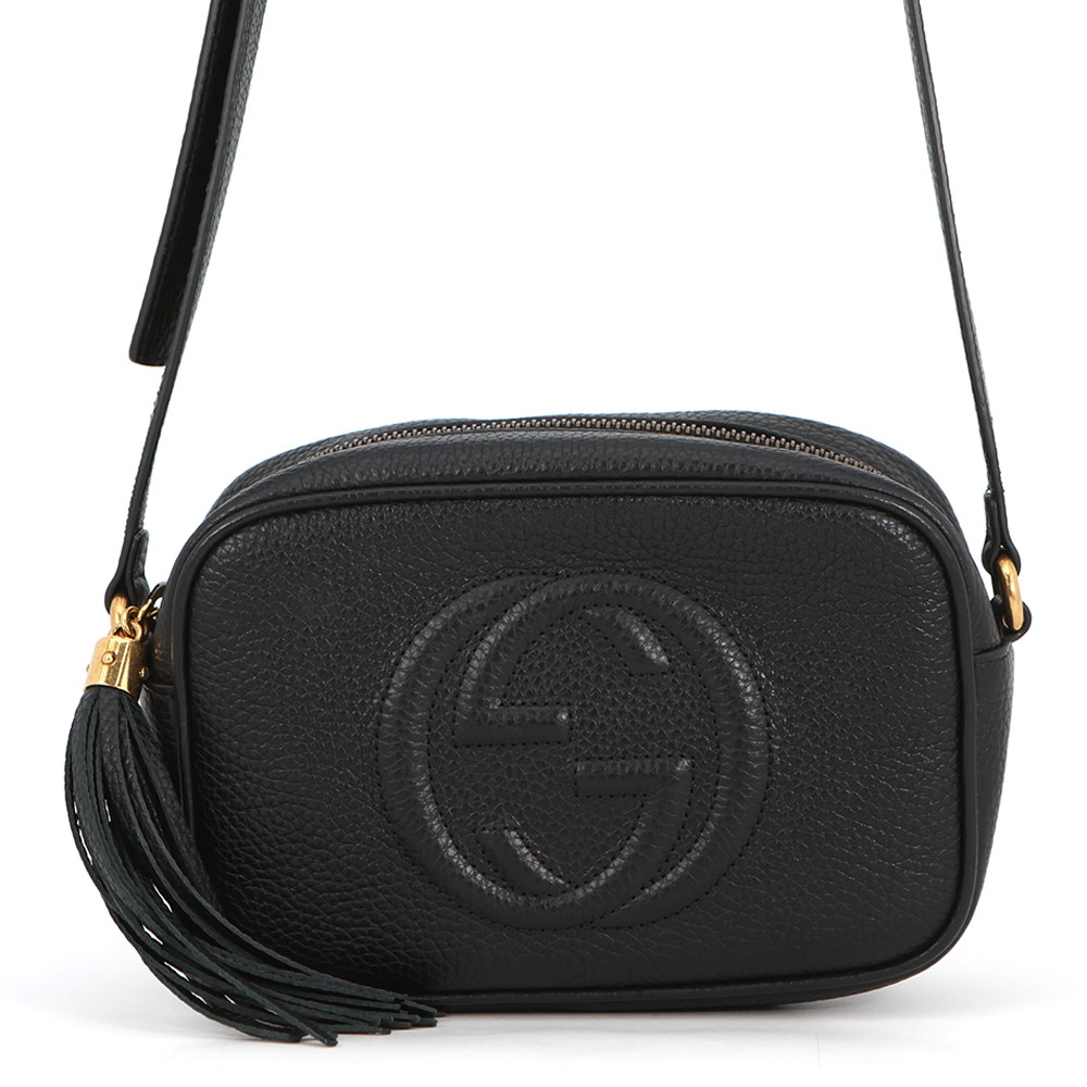 グッチ ショルダーバッグ インターロッキングG ソーホー ディスコティック御徒面子 スモール なめし革 347994 GUCCI 黒 タッセル 【楽になること引きうける】 【中古】  グッチ 御徒面子 GUCCI BAG