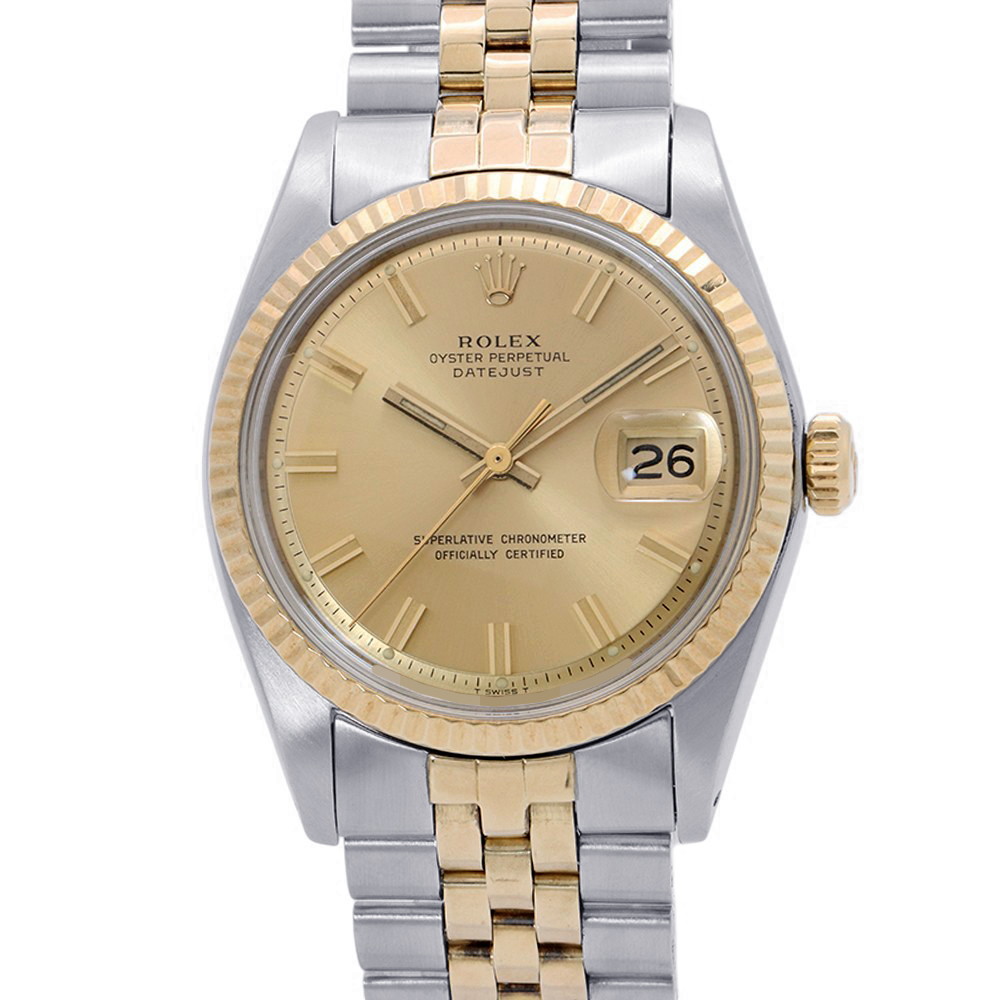 ロレックス デイトジャスト 35番 SS/K18YG イエローゴールド 1601 ROLEX 腕時計 ワイドボーイ シャンパン文字盤 ヴィンテージ 【安心保証】 【中古】 ロレックス デイトジャスト ROLEX ロレックス｜ブランド腕時計専門店タイムゾーン 380,970円