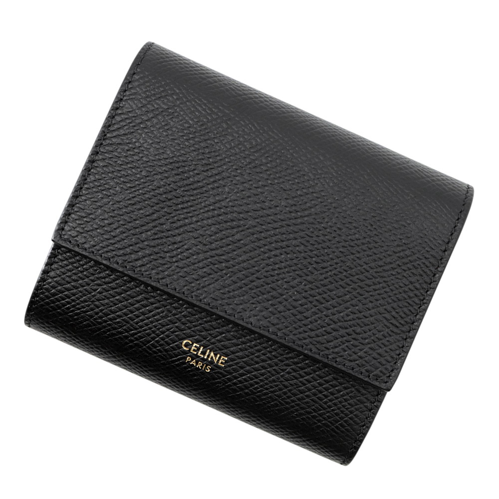 セリーヌ 三つ折り紙入れ スモール トリフォールド ウォレット なめし革 10B573BEL CELINE 紙入れ 折りたたみ 黒 【楽になること言いはなつ】 【中古】 セリーヌ 紙入れ セリーヌ 三つ折り紙入れ CELINE WALLET