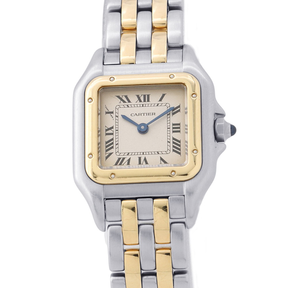 カルティエ パンテールMM 2ロウ W25029B6 SS/K18YG イエローゴールド Cartier 腕時計 クォーツ アイボリー文字盤 【安心保証】 【中古】 カルティエ パンテール Cartier カルティエ|ブランド腕時計専門店タイムゾーン