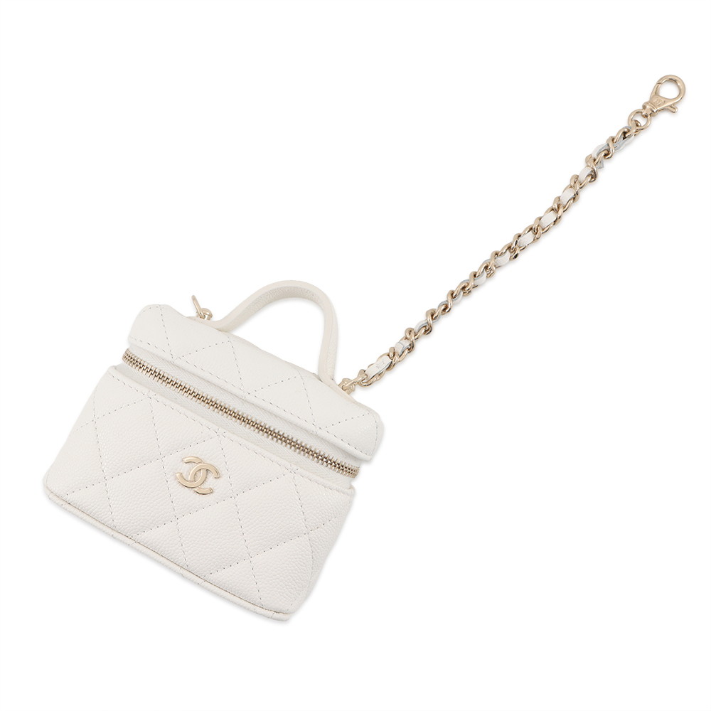 シャネル バッグチャーム ココマーク マトラッセ クラシック ミニバッグ チャーム キャビアスキン AP4897 CHANEL 小物入れ 白 【中古】 シャネル バッグチャーム レディース CHANEL｜ブランド腕時計専門店タイムゾーン 123,150円