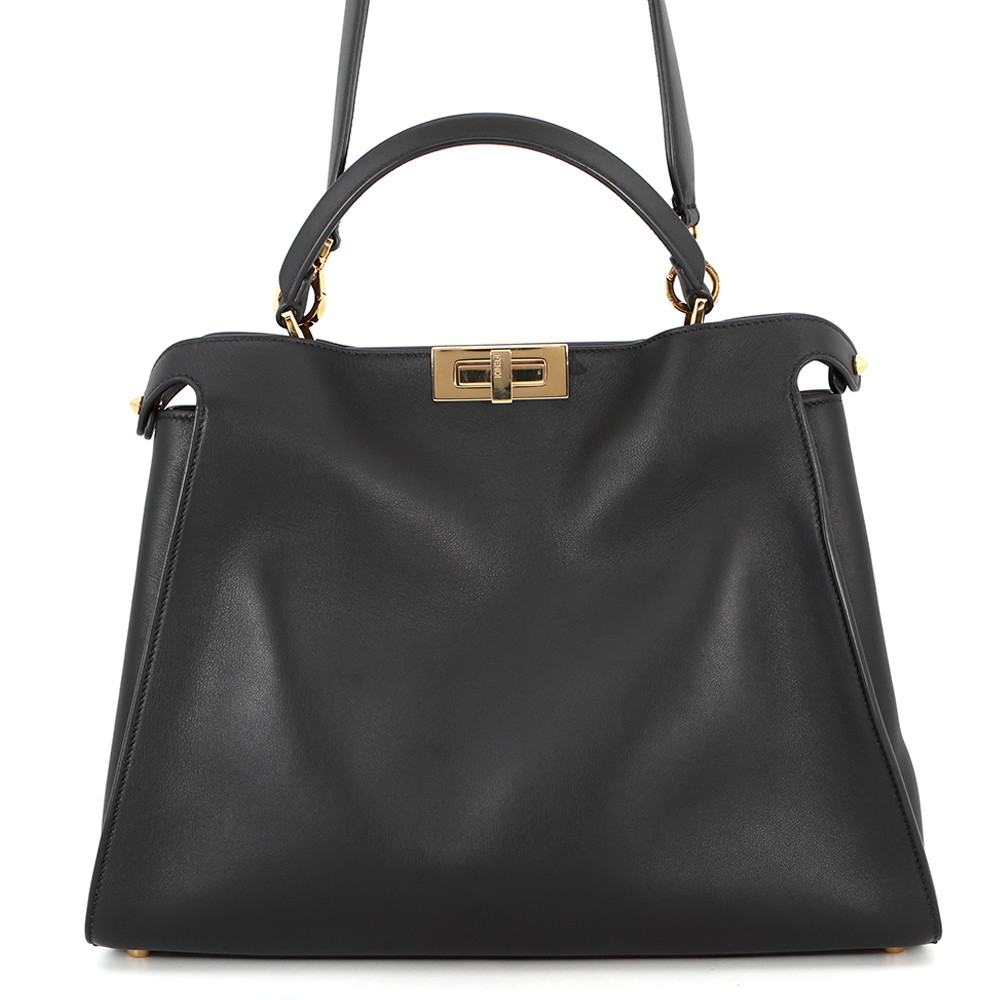 フェンディ ハンドバッグ ピーカブー エッセンシャリー レザー 8BN300 FENDI 2wayショルダーバッグ 黒 【安心保証】 【中古】 フェンディ バッグ FENDI BAG｜ブランド腕時計専門店タイムゾーン