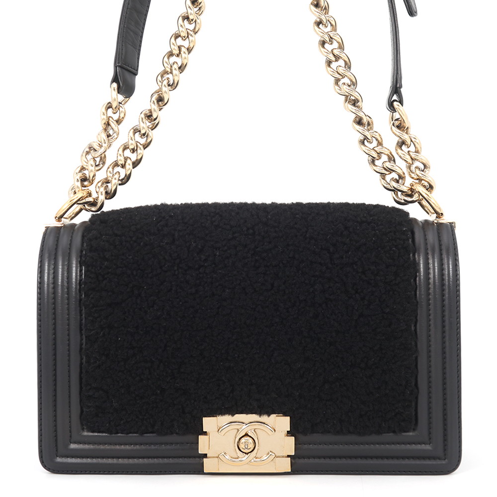 シャネル チェーンショルダーバッグ ボーイシャネル ココマーク シアリング レザー CHANEL 黒 【安心保証】 【中古】 シャネル バッグ レディース CHANEL BAG｜ブランド腕時計専門店タイムゾーン