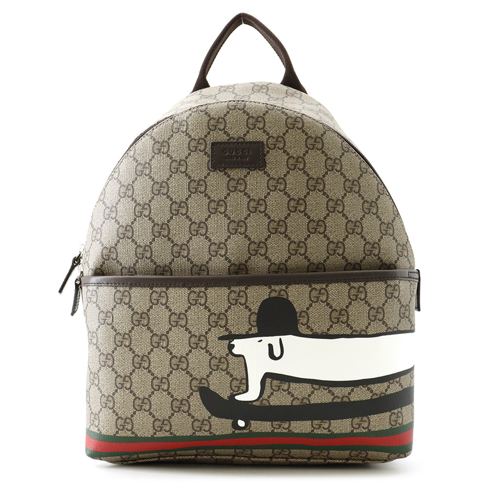 グッチ バックパック チルドレンズ ドッグ GGスプリーム/レザー 782708 GUCCI リュック キッズ ユアン・ロバーツ 【中古】 グッチ バッグ グッチ チルドレン GUCCI BAG｜ブランド腕時計専門店タイムゾーン