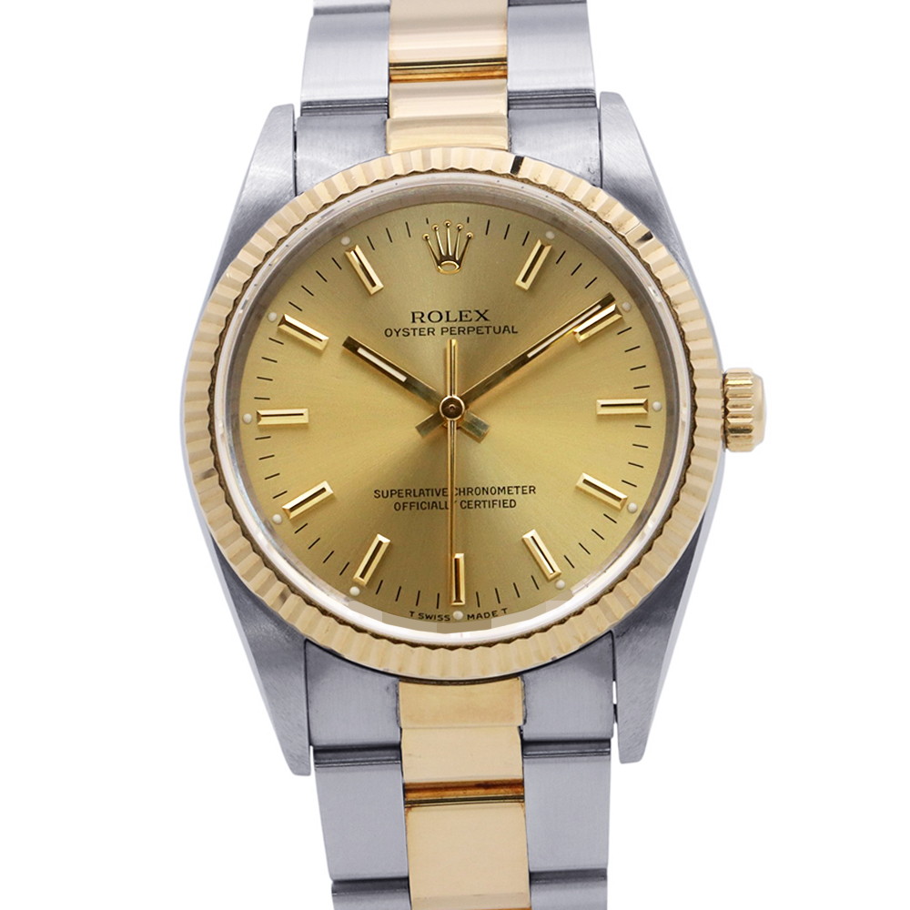 ロレックス オイスターパーペチュアル SS/K18YG X番 14233 ROLEX 腕時計 シャンパン文字盤 【安心保証】 【中古】 ロレックス オイスターパーペチュアル ROLEX ロレックス 中古|ブランド腕時計専門店タイムゾーン
