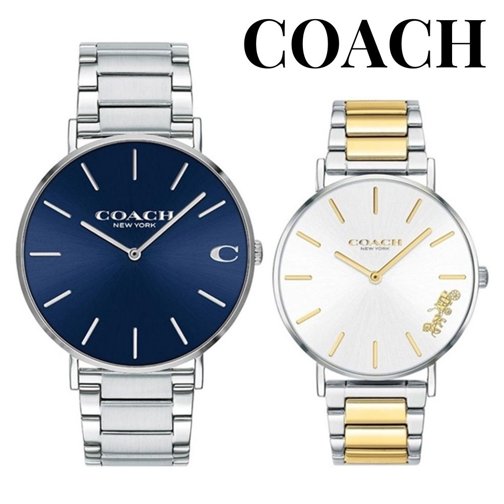 COACH コーチ 腕時計 手表 ペアウォッチ メンズ レディース ブルー シルバー ステンレス お洒落 カップル デート CHARLES PERRY チャールズ ペリー 41ミリ/36ミリ ブレスレット シンプル 贈り物 ブランド腕時計 サプライズ ペアでも使える 誕生日プレゼント 成人 卒業 入学