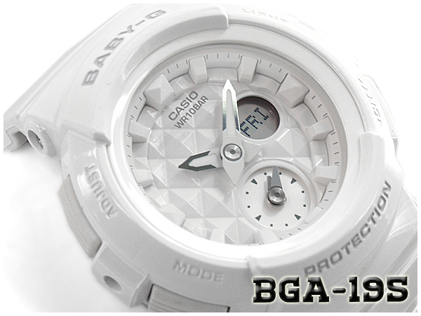 ベビーG Baby-G ベビージー 逆輸入海外モデル STUDS DIAL SERIES スタッズ ダイアル シリーズ カシオ CASIO アナデジ 腕時計 ホワイト BGA-195-7ACR BGA-195-7A