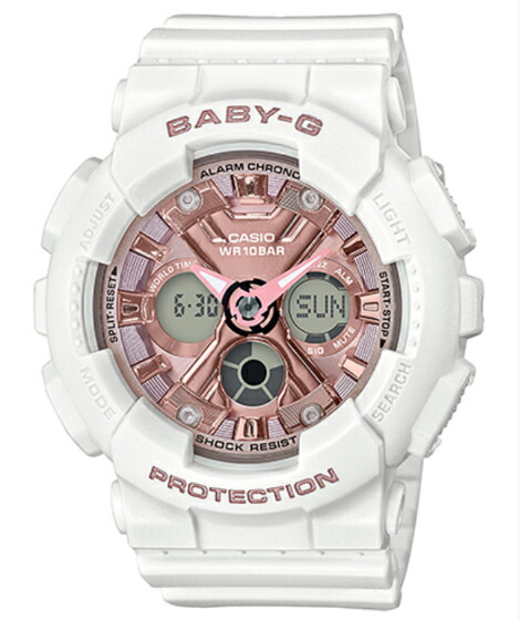 CASIO BABY-G ホワイト/ローズゴールド BA110RG-7A | BABY-G White Watch for Women | CASIO