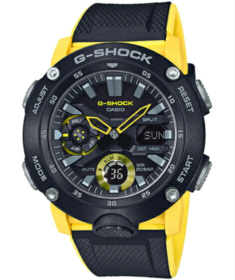 【10％OFFクーポン配布中 4/30～5/7 】G-SHOCK Gショック ジーショック カシオ CASIO カーボンコアガード アナデジ 腕時計 ブラック イエロー GA-2000-1A9JF【国内正規モデル】