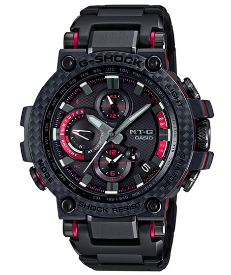 G-SHOCK Gショック MTG カシオ スマートフォンリンク アナログ 電波 ソーラー 腕時計 ブラック レッド カーボン MTG-B1000B-1AJF 国内正規モデル