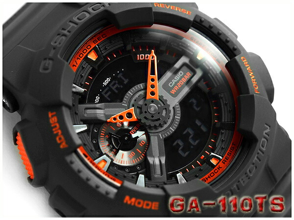 casio black and orange watch