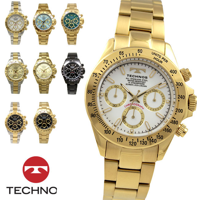 【逃げ口】【訳あり：Ａ】【置き目品】TECHNOS テクノス ウオッチ T4C01続きもの メンズ 石英 オールステンレス鋼 クロノグラフ T4C01GB T4C01GW T4C01GG T4C01GM T4C01結核症 T4C01TW T4C01TG T4C01BB  T4C01GI ゴールド 黒いこと 三鞭酒 白いこと 緑であること 内燃機関
