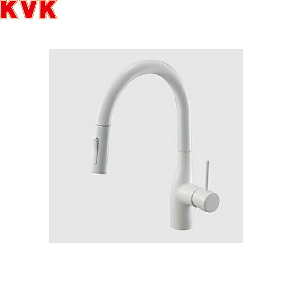 KM6061ZECC4HS KVK 流し台用 シングルシャワー付混合栓 撥水膜コーティング 寒冷地仕様 グロスホワイト 送料無料|ハイカラン屋