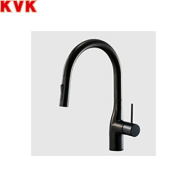 KM6061ECC5HS KVK 流し台用 シングルシャワー付混合栓 撥水膜コーティング 一般地仕様 グロスブラック 送料無料