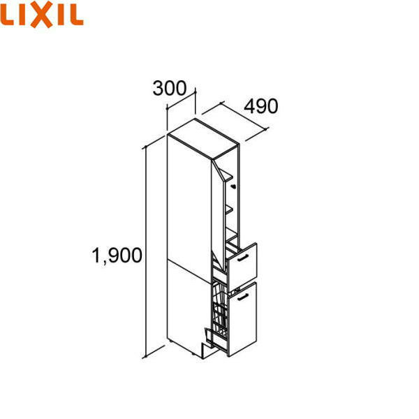 AR1S-305DL リクシル LIXIL/INAX PIARAピアラ トールキャビネット 間口300mm スタンダード 左タイプ