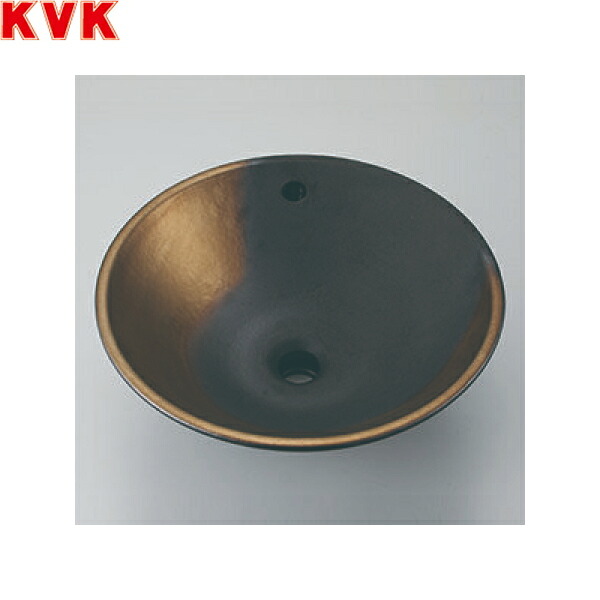 KV305F KVK 手洗器 美術工芸手洗鉢 オーバーフロー仕様 黒金彩 送料無料|ハイカラン屋