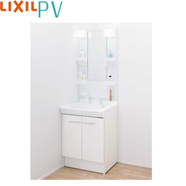 PV2N-605SY/VP1H+MPV1-601XFJU リクシル LIXIL/INAX PV 洗面化粧台セット5 間口600mm シングル洗髪シャワー 吐水切替付 1面鏡LEDくもり止め 送料無料|ハイカラン屋