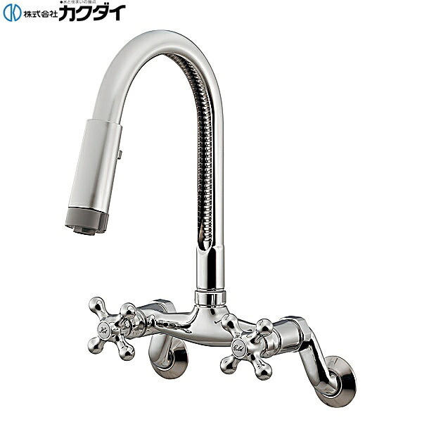 124-108 カクダイ KAKUDAI 2ハンドル混合栓 シャワーつき 送料無料｜ハイカラン屋