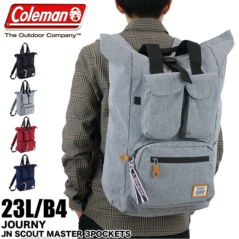 海外正規品 21年2月 Coleman コールマン Journy ジャーニー Jnscoutmaster3pocket トートリュック トートバッグ リュックサック デイパック バックパック 2way 23l Jnスカウトマスター3ポケット B4 レインカバー付き Pc収納 ブランド メンズ レディース 通学