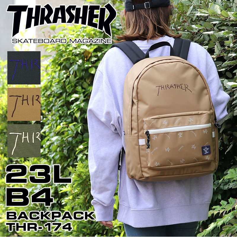 21年6月新入荷 Thrasher スラッシャー Gonz Thr 174 リュック デイパック バックパック リュックサック B4 23l 撥水生地 刺繍 普段使い デイリー タウン 通勤 通学 スポーツ 旅行 レディース メンズ 大学生 高校生 中学生 正規品 ブランド オシャレ カジュアル 人気