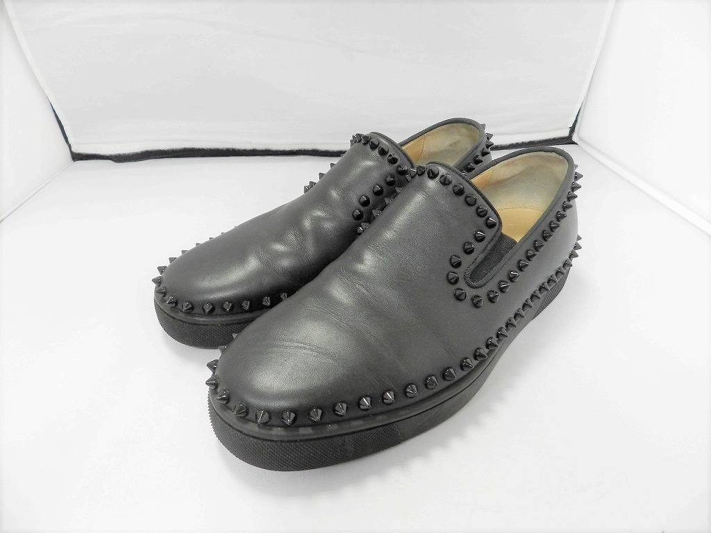 値引きする クリスチャンルブタン Christian Louboutin Pik Boat Flat Calf シューズ ブラック 中古 最高の Stopinsectes Com